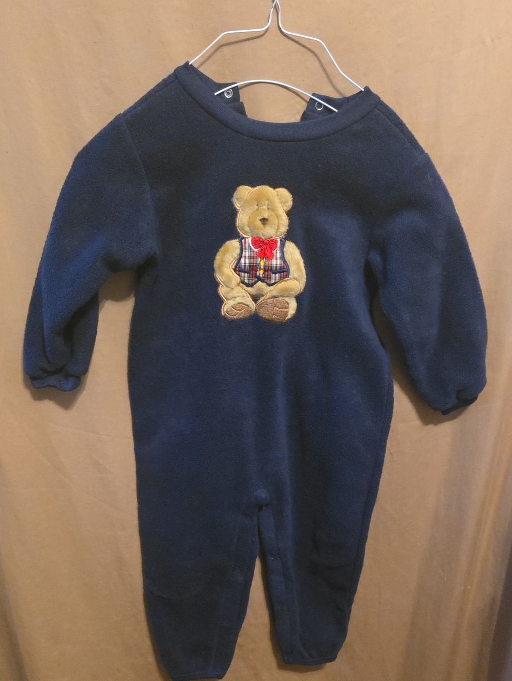 🏝️Kids' Fleece Onesie Navy Teddy Bear 24m
